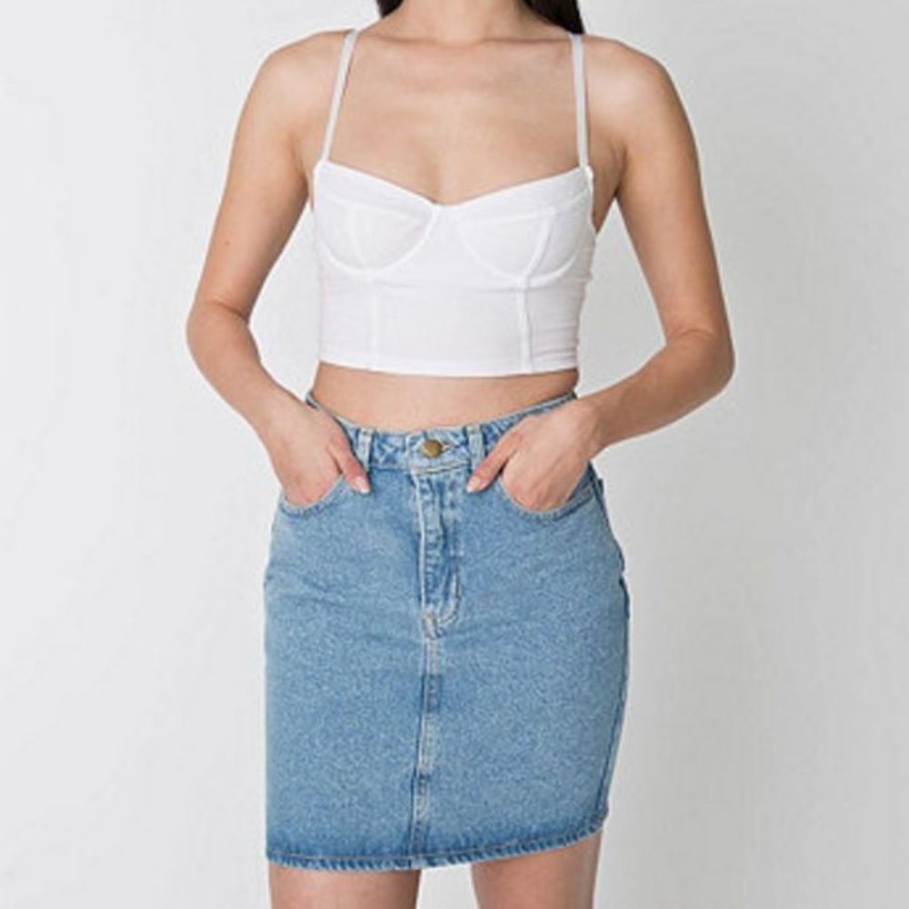 American Apparel High-Waisted Denim Mini Skirt
